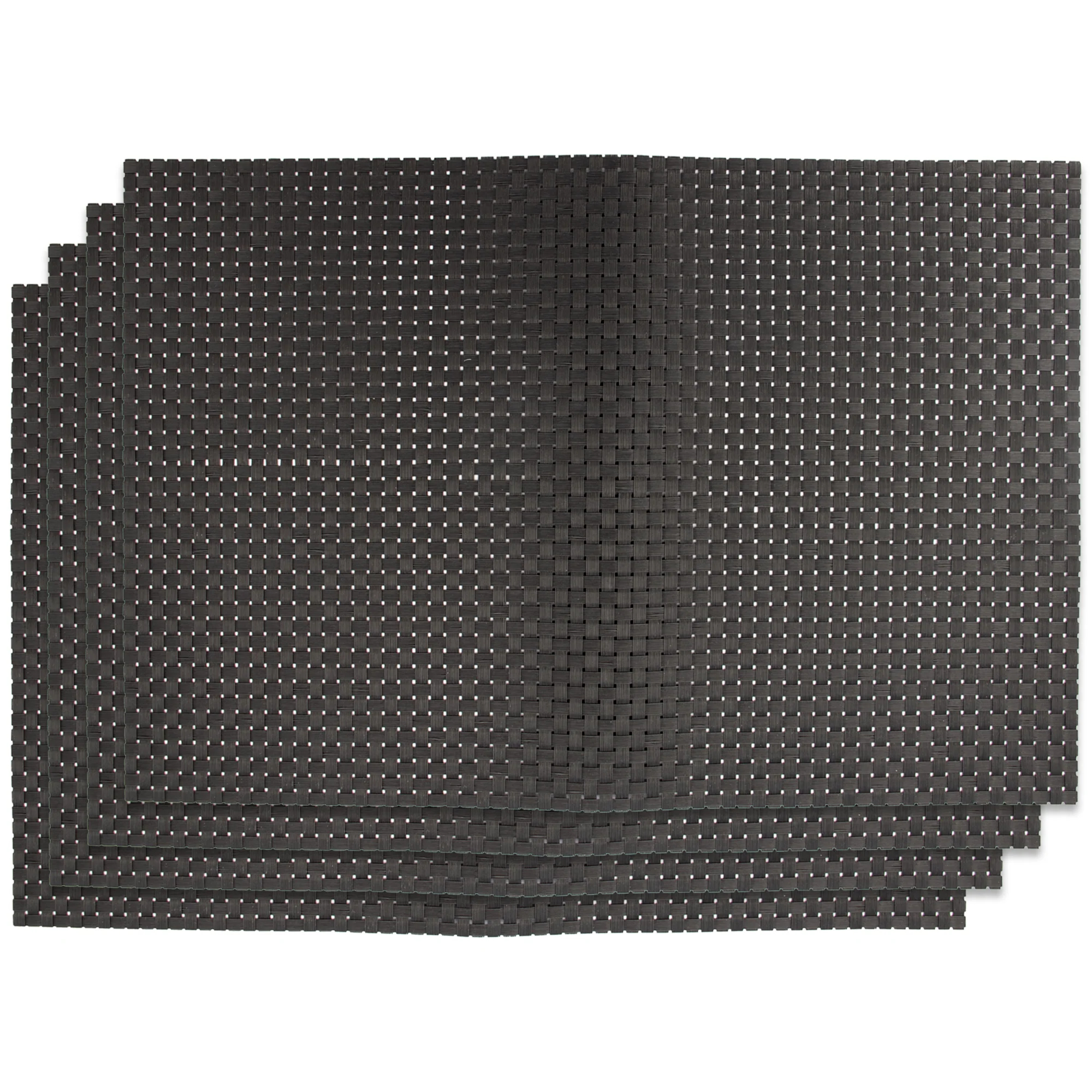 Regent Place Mats Woven Black PVC Set 4 300x450mm